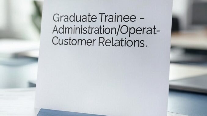 Apply Now: Graduate Trainee - Administration/Operations/Customer Relations