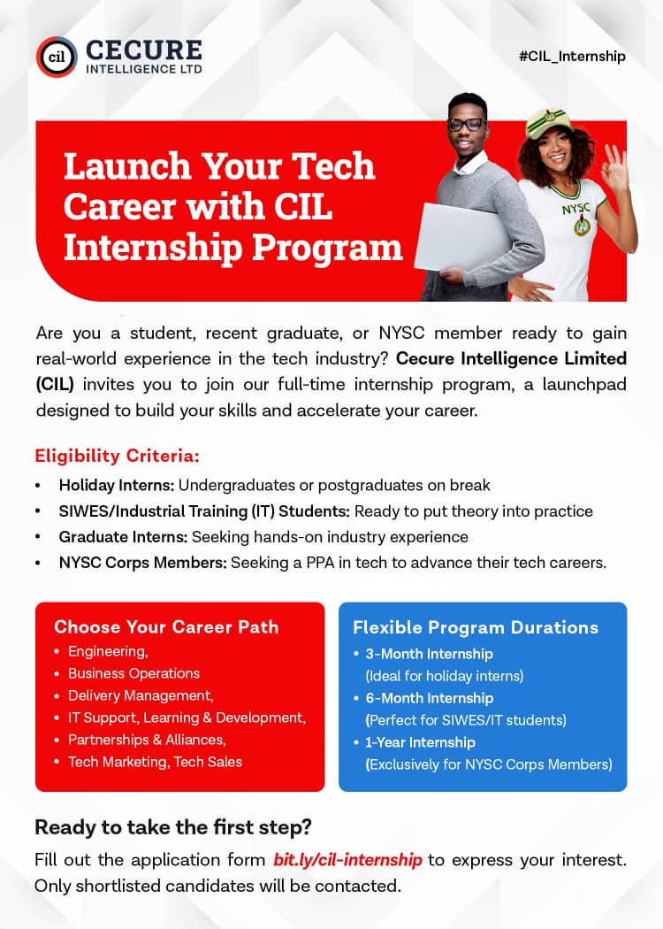 Link to Apply For Internship Program at Cecure Intelligence Ltd