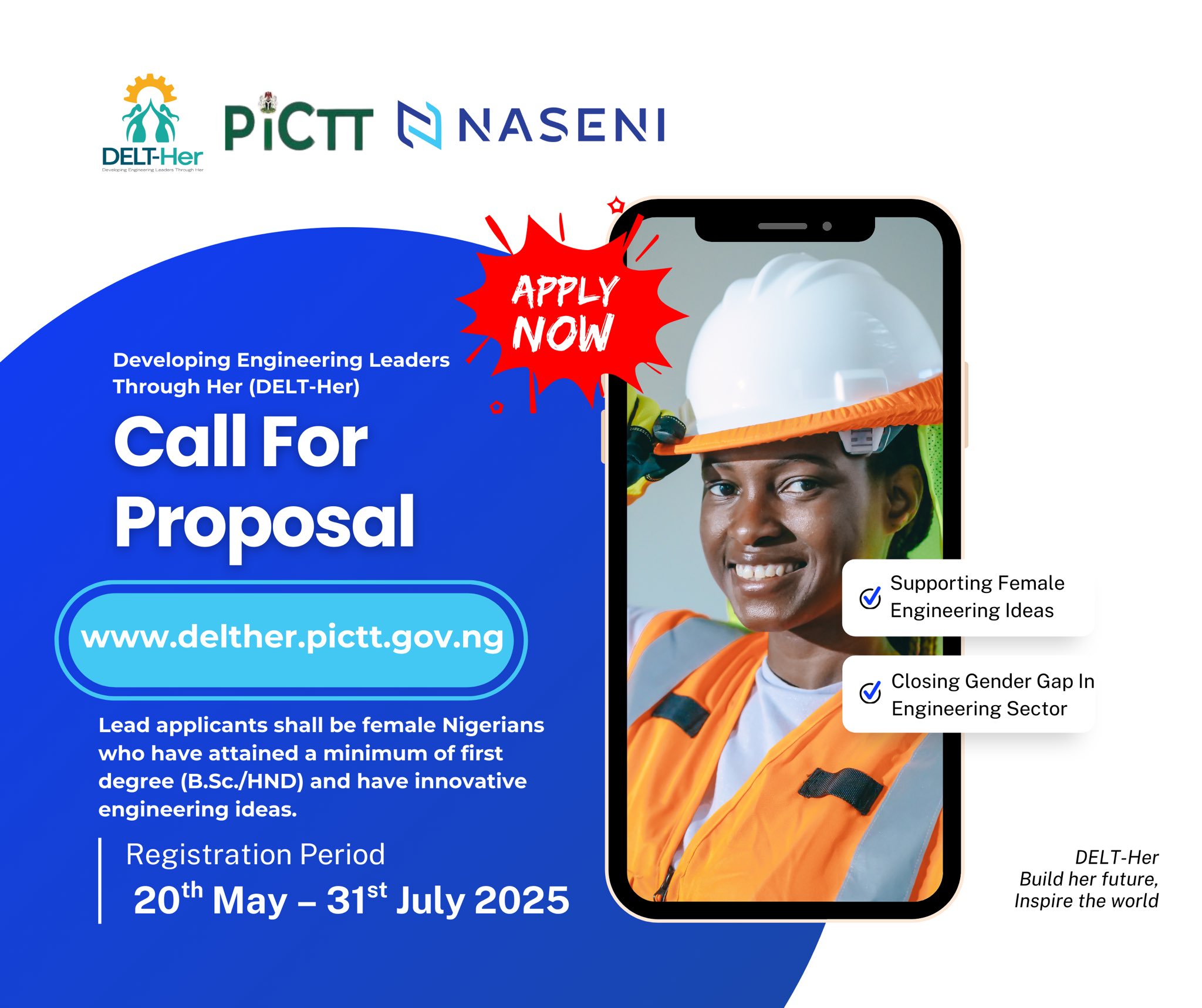 APPLY NOW: Developing Engineering Leaders through Her (DELT-Her) Initiative 2025 for Nigerians