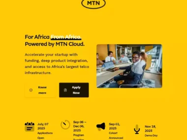 Apply Now: MTN Cloud Accelerator Program 2025 for African Startups | Grant ₦5million