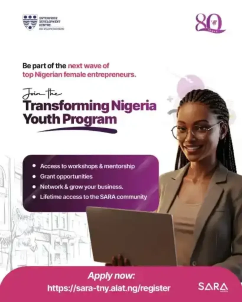 Apply Now | Wema SARA ₦2.5M Grant for Transforming Nigerian Youths 2025