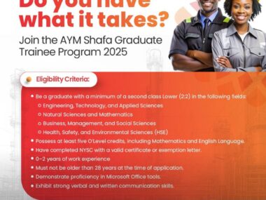 Call for Applications: Shafa Energy Limited Graduate Trainee Programme for Nigerian Youths 2025