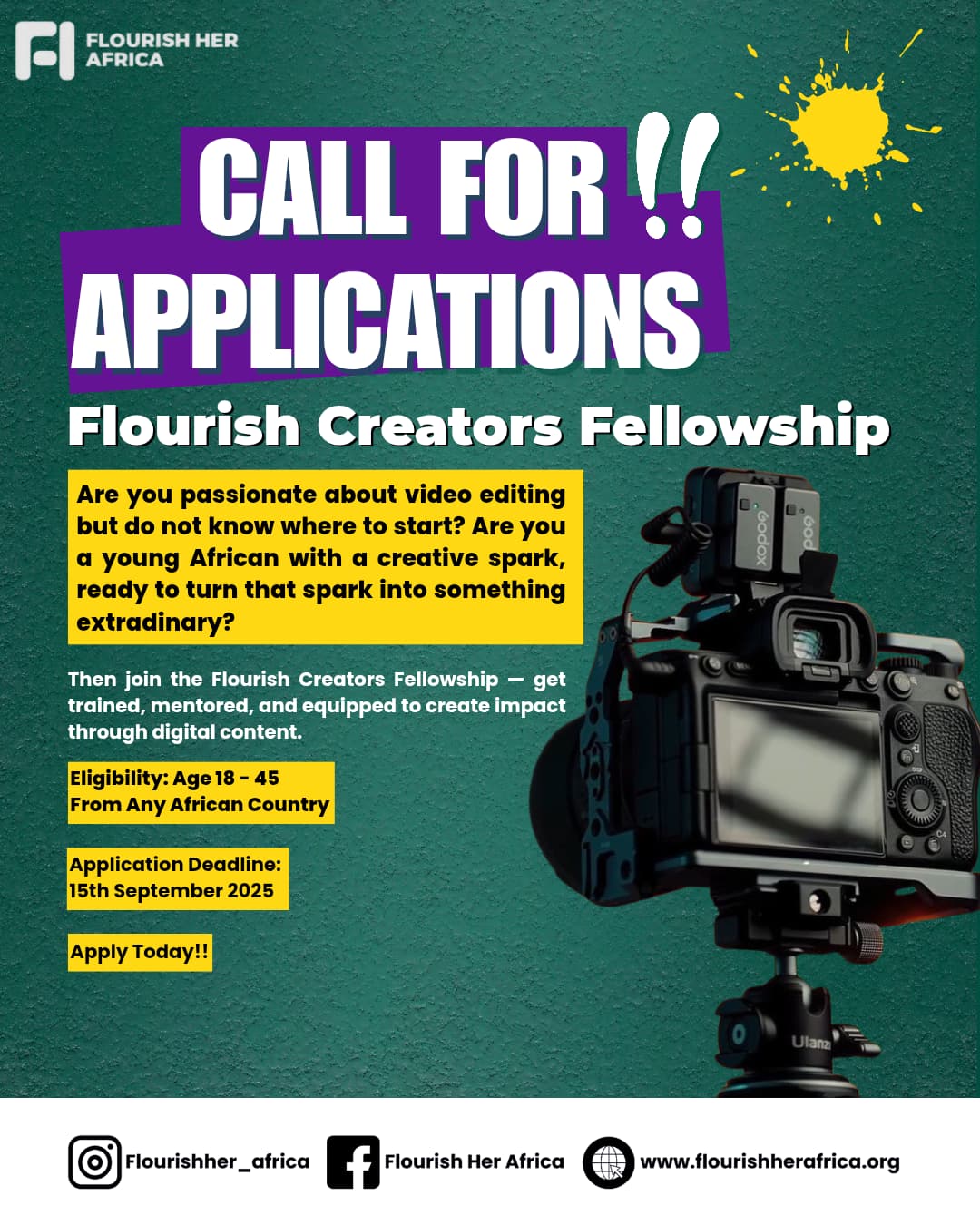 Call for Applications: Flourish Creators Fellowship 2025 for Young Changemakers