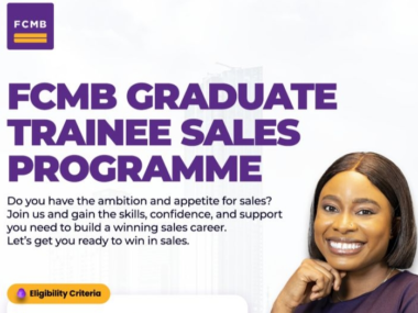 Link to Apply | FCMB Graduate Trainee Sales Programme for Nigerian Youths 2025
