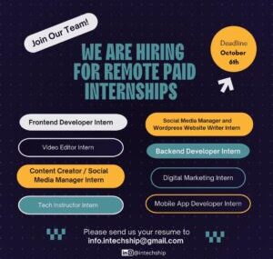 Call for Applications: Remote Paid Internship Opportunities at Intechship 2025