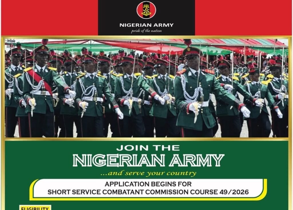 Call for Applications: Nigerian Army Short Service Commission (SSC) Course 49/2026 Call for Applications: Nigerian Army Short Service Commission (SSC) Course 49/2026