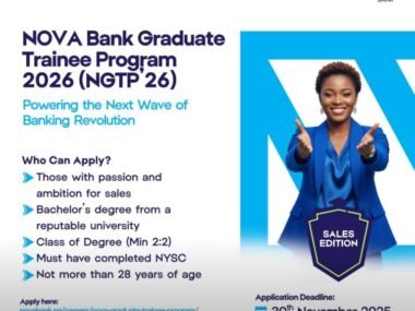 NOVA Bank Graduate Trainee Program 2026 | Link to Apply