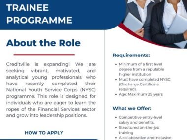 Creditville Management Trainee Programme 2026 | Link to Apply