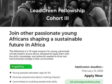 Call for Applications: Fully funded LeadGreen Fellowship Cohort III (2026) for Young Africans