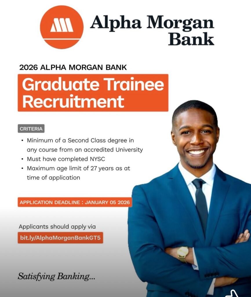 Alpha Morgan Graduate Trainee Recruitment Programme 2026 | Apply for Entry-Level Career Opportunities