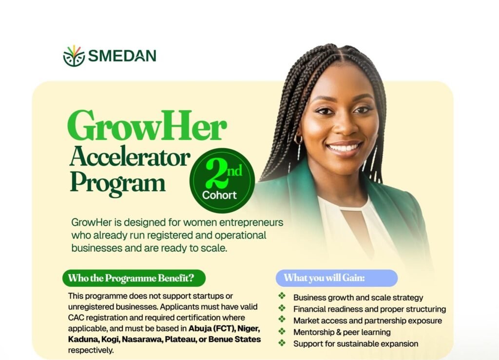 Apply Now: SMEDAN GrowHer Accelerator Program (2nd Cohort) for Women Entrepreneurs