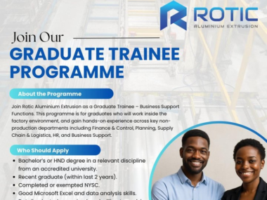 Call for Applications: Rotic Aluminium Extrusion Graduate Trainee Programme 2026