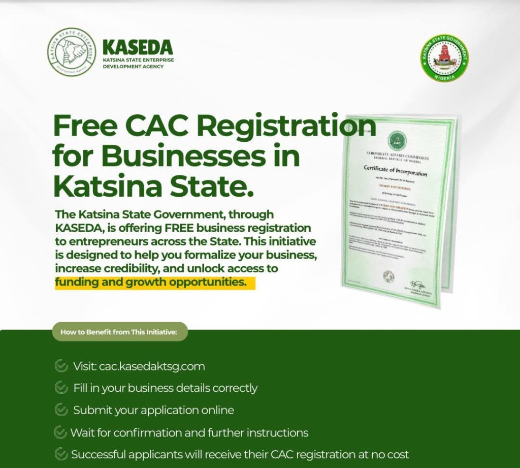 Katsina State Government Offers Free CAC Registration for Businesses
