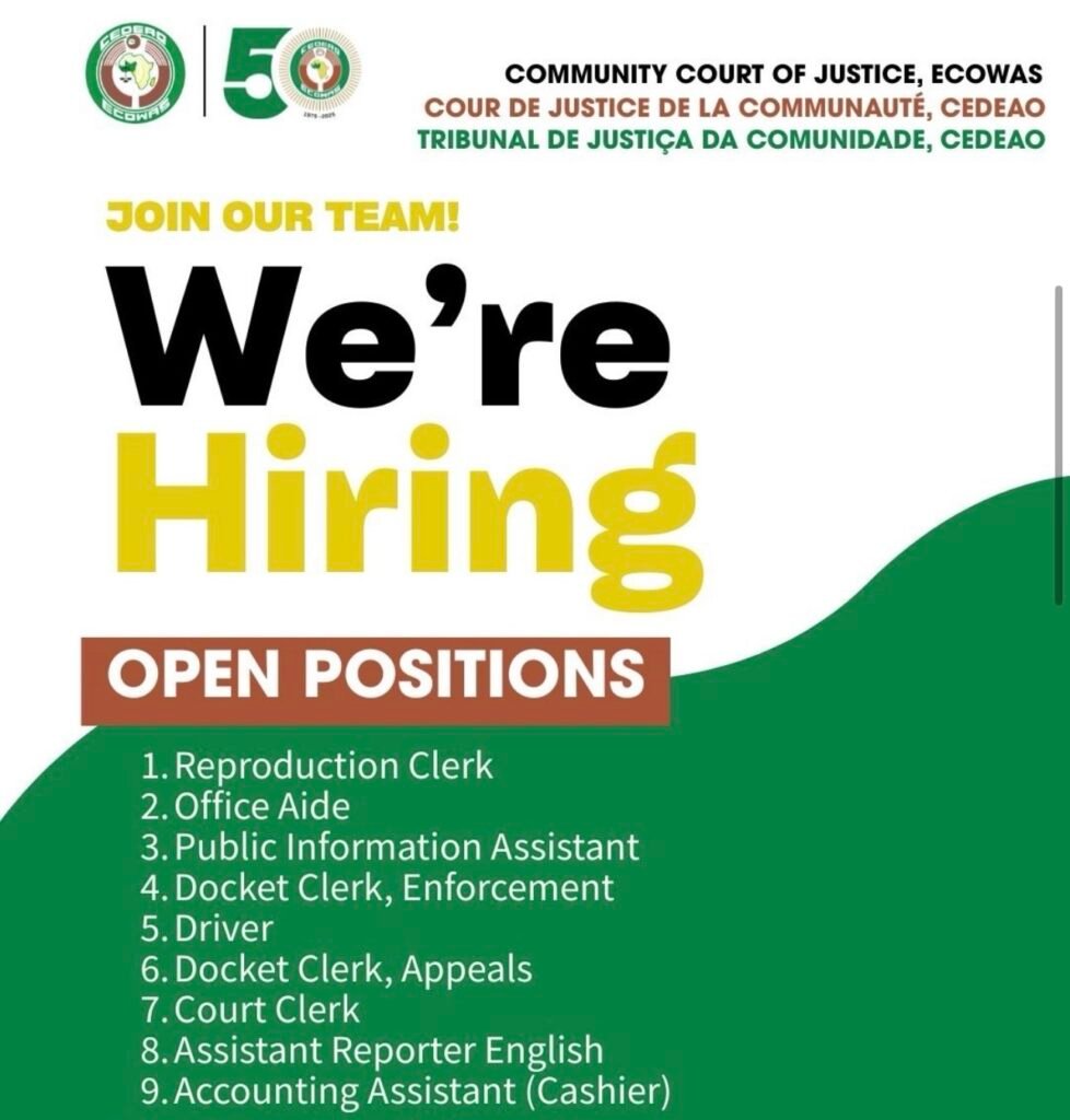 Career Opportunities at the ECOWAS Community Court of Justice | Apply Now
