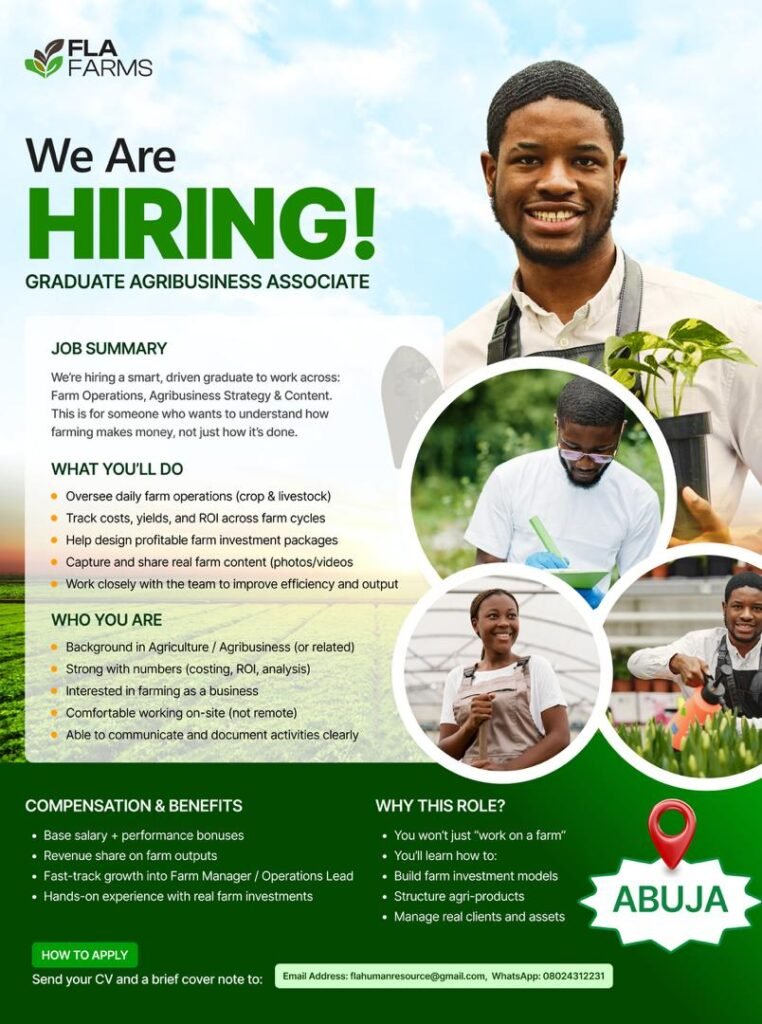 Call for Applications: Graduate Agribusiness Associate Trainee at FLA Farms