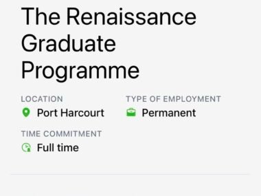 Renaissance Graduate Trainee Program 2026 | Link to Apply