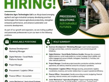 Cedarvine Agro Technologies Recruitment 2026 | Link to Apply