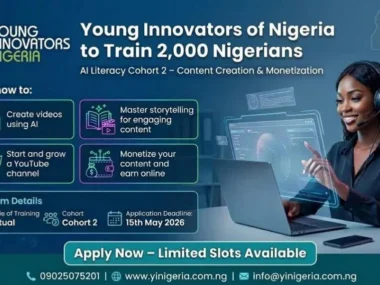 Apply Now: Young Innovators of Nigeria (YIN) Free Artificial Intelligence Training Programme 2026 for 2000 Nigerian Youths